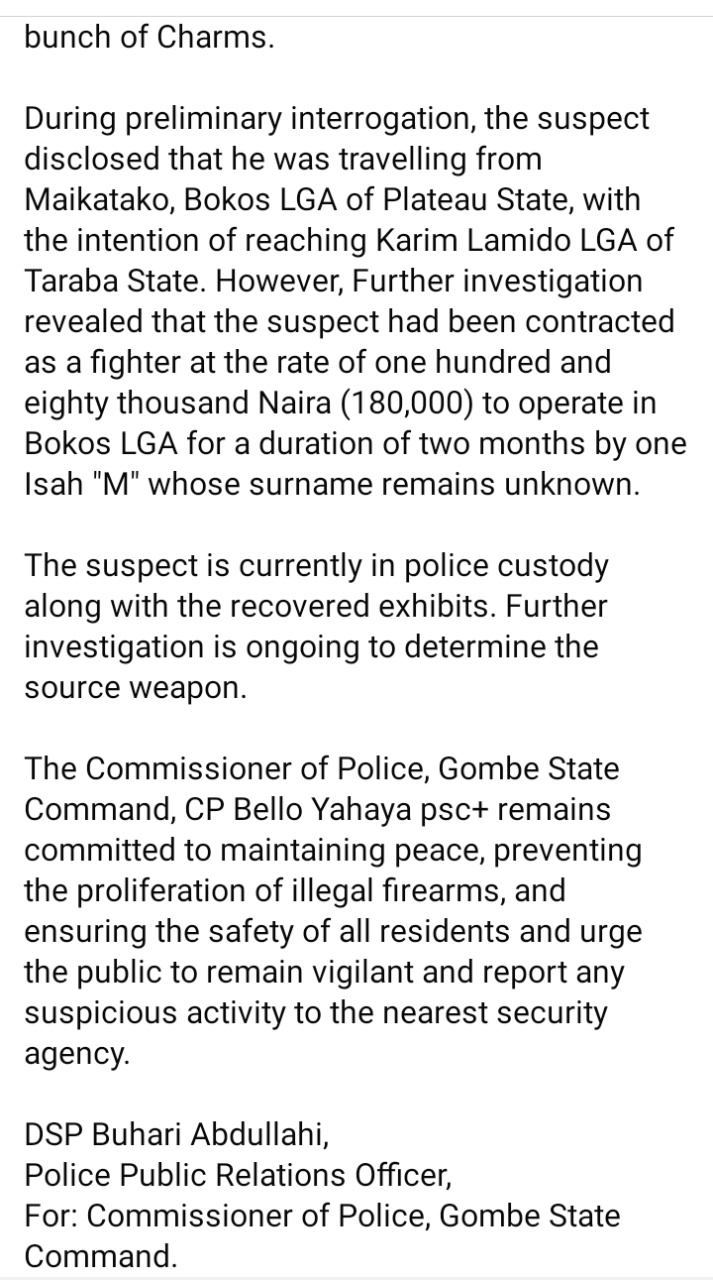 BREAKING: Man found with gun, bullets, bullet-proof vest says he was paid N180,000 to fight for two months
