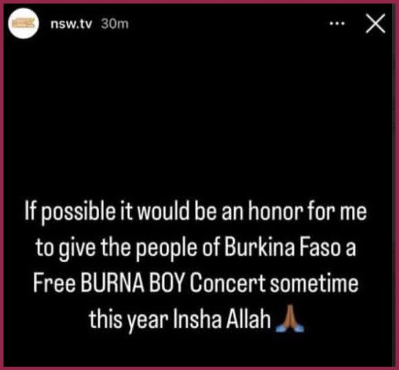 President Traore Reportedly Rejects Singer Burna Boy's Offer Of Free Concert - READ WHY!!
