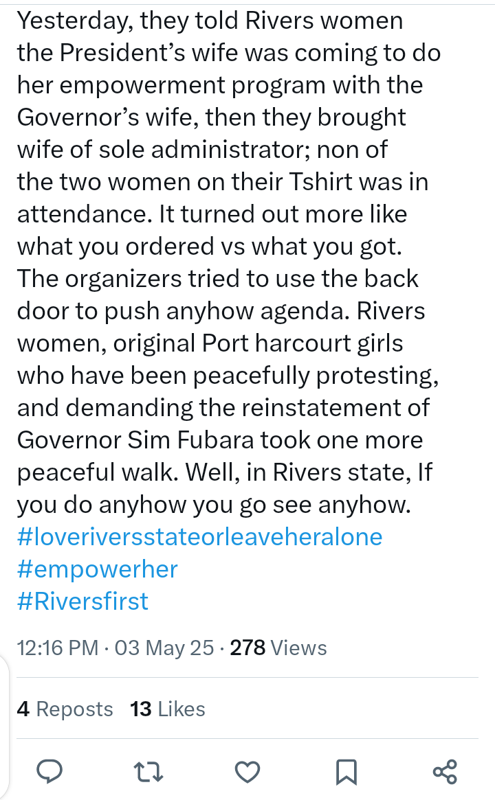 They Told Rivers Women The President's Wife Was Coming Then They Brought Administrator's Wife-According to Dokubo They Told Rivers Women The President's Wife Was Coming Then They Brought Administrator's Wife-According to Dokubo