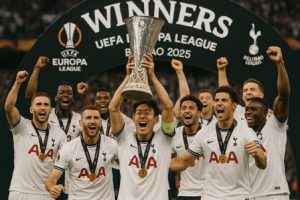 After defeating Manchester United, Tottenham Hotspur wins the Europa League for the first time in seventeen years.