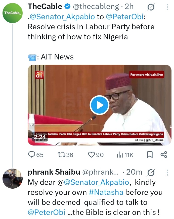 Atiku’s Aide Responds After Akpabio Told Obi To Resolve LP Crisis Before Criticizing Nigeria Atiku’s Aide Responds After Akpabio Told Obi To Resolve LP Crisis Before Criticizing Nigeria