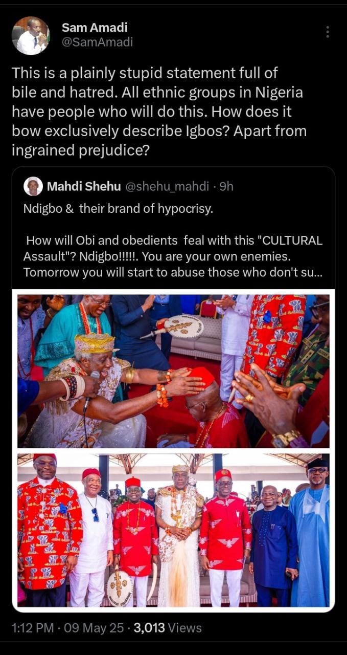 JUST IN: It's A Stupid Remark Full Of Bile—Amadi On Shehu Calling Ndigbo Honoring Of Tinubu Cultural Assault JUST IN: It's A Stupid Remark Full Of Bile—Amadi On Shehu Calling Ndigbo Honoring Of Tinubu Cultural Assault